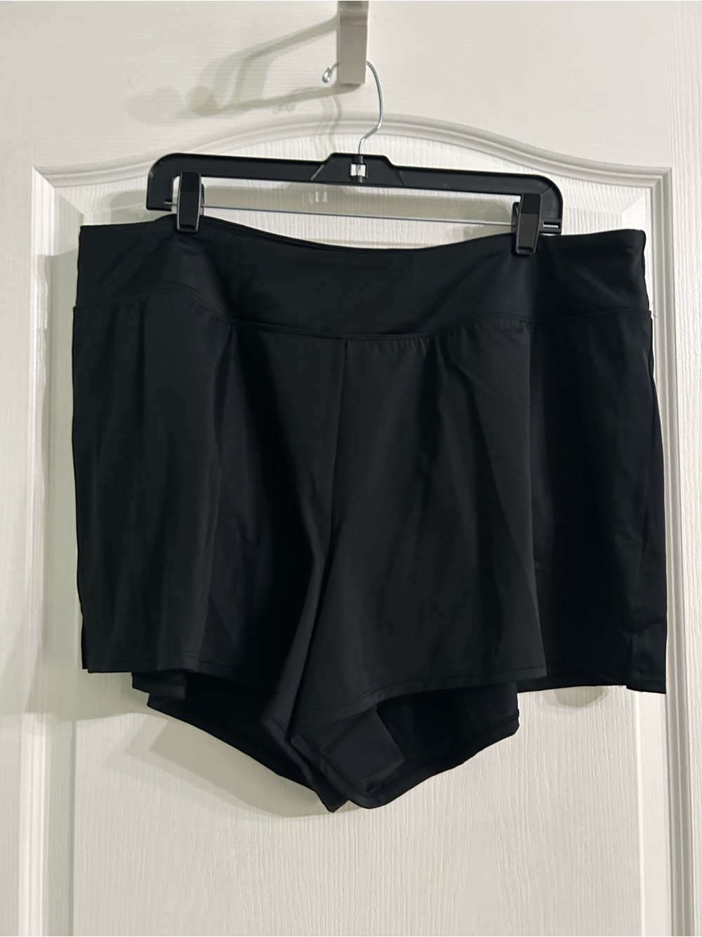 Black Women’s Swim Shorts with Built-In underwear and belly control.